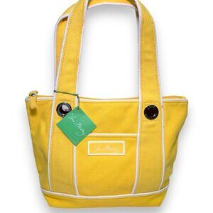 NEW Vera Bradley Sunshine Yellow Small Tote Purse Canvas Floral Retired HTF FLAW
